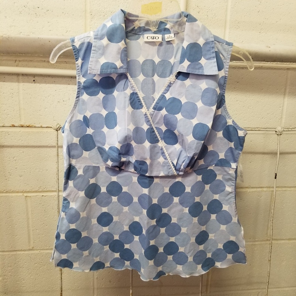 Cato Small Blue White Dots Sleeveless Top …